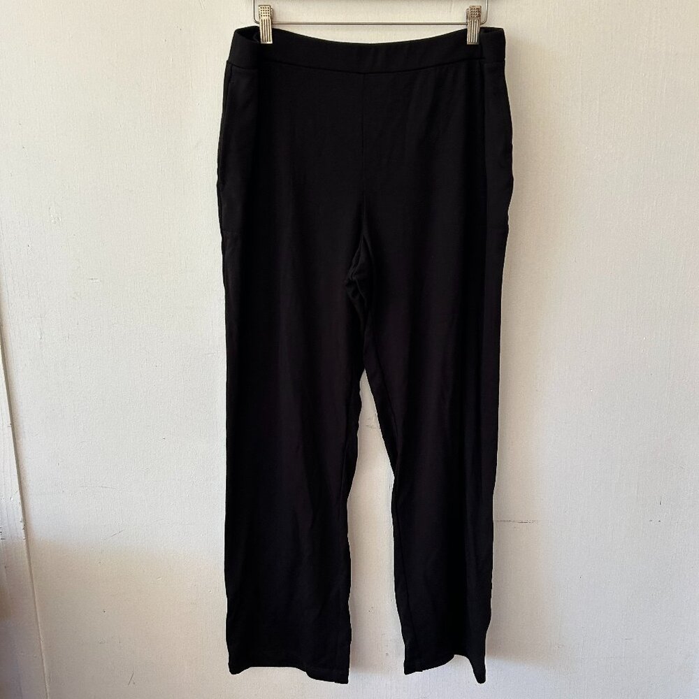 Susan Graver Lounge Pants Womens Large‎ Black Elastic Waist Cozy Pull On Comfy